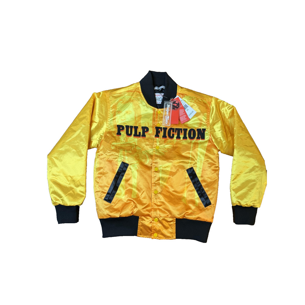 Pulp Fiction Jacket Mens XS Yellow Satin Bomber Quilted Lined Headgear Classics